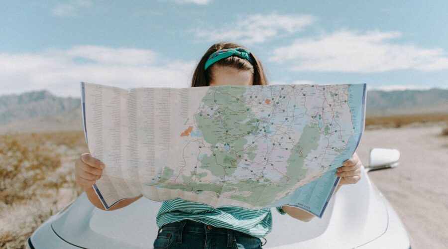 woman looking at the map